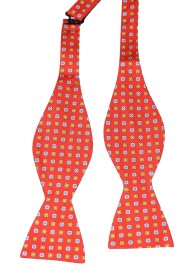 All Over Geometric Floral Print Bowtie in Bright Red