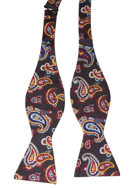 Paisley Silk Bow Tie in Brown and Orange
