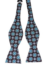 Black and Teal Silk Bow Tie in Self Tie Style