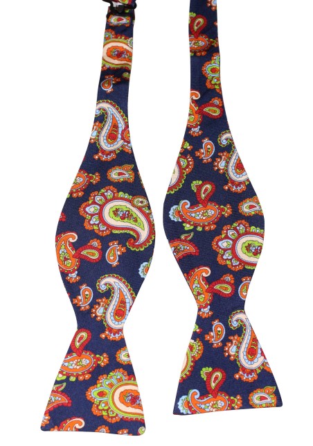 Self Tied Silk Bow Tie in Colorful Print