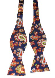 Self Tied Silk Bow Tie in Colorful Print