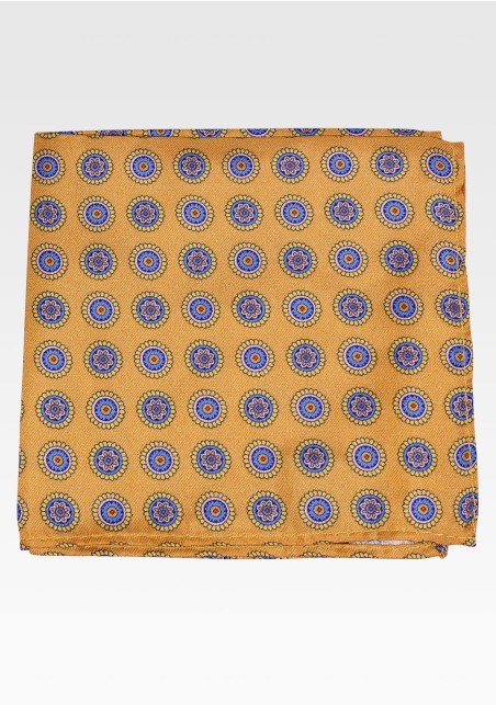Handmade Silk Pocket Square in Vintage Gold