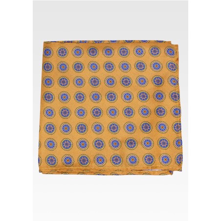 Handmade Silk Pocket Square in Vintage Gold