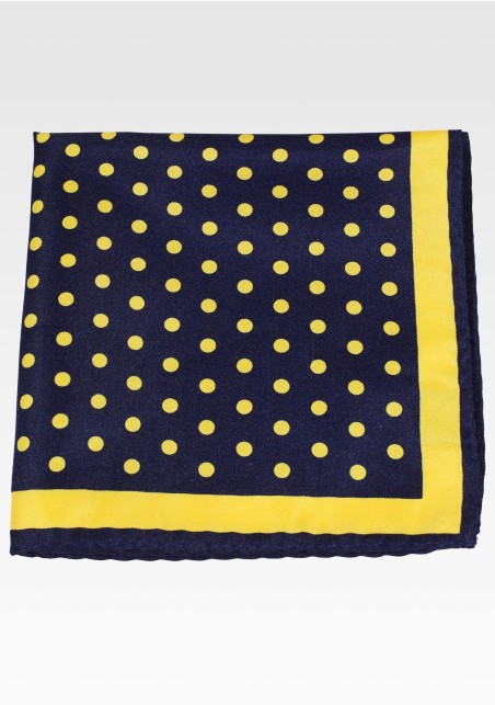 Polka Dot Hanky in Navy and Yellow