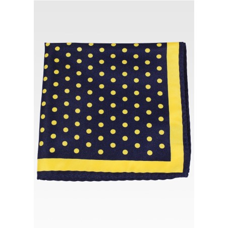 Polka Dot Hanky in Navy and Yellow