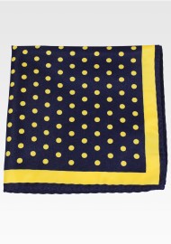 Polka Dot Hanky in Navy and Yellow