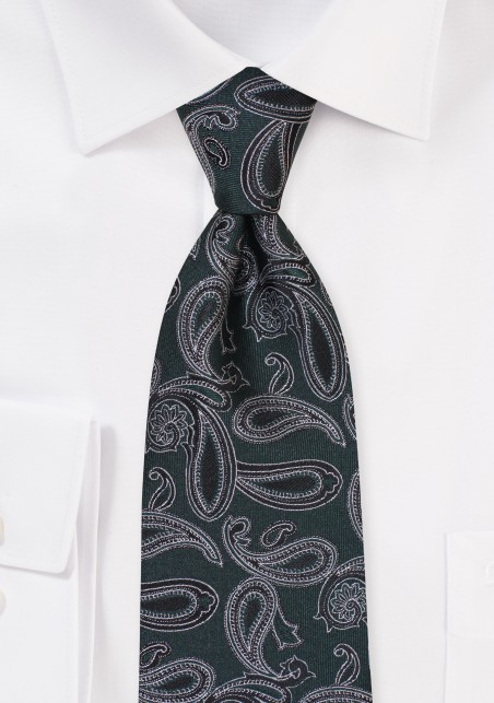 Hunter Green and Midnight Blue Paisley Tie