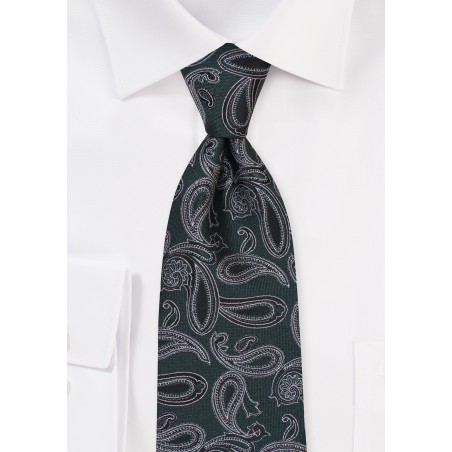 Hunter Green and Midnight Blue Paisley Tie