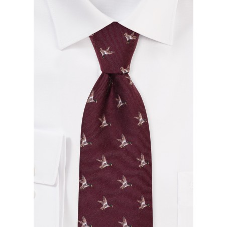 Outdoorsmen Collection Flying Ducks in Maroon Red