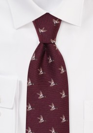 Outdoorsmen Collection Flying Ducks in Maroon Red