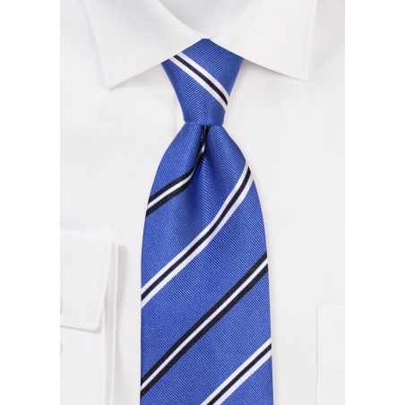 Repp Stripe Silk Necktie in Bold Blues