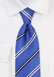 Repp Stripe Silk Necktie in Bold Blues