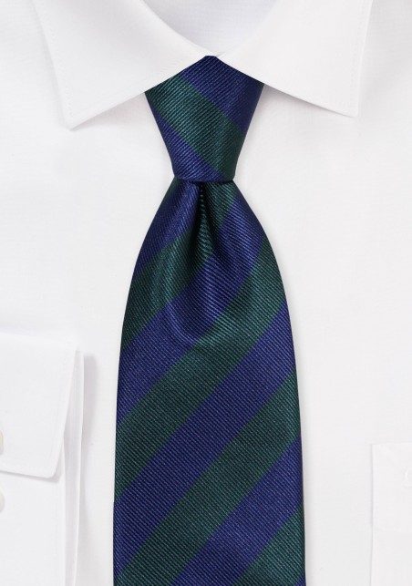 Dark Navy and Hunter Repp Striped Tie