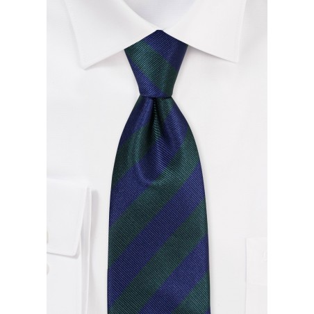 Dark Navy and Hunter Repp Striped Tie