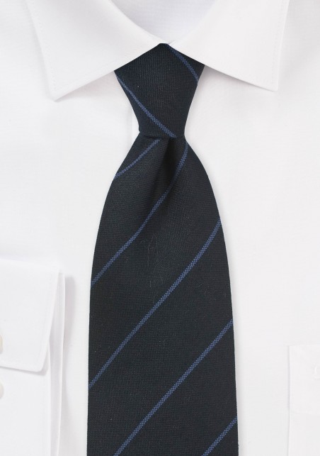 Charcoal Wool Necktie with Blue Stripe