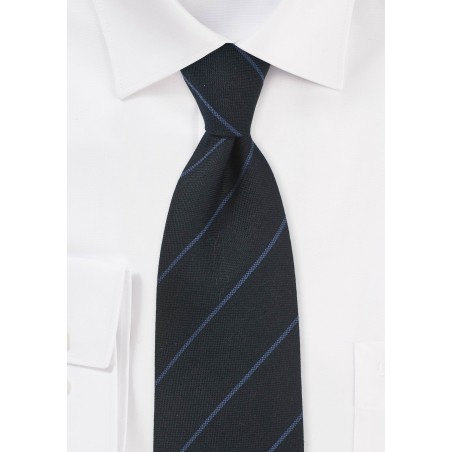 Charcoal Wool Necktie with Blue Stripe