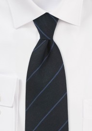 Charcoal Wool Necktie with Blue Stripe