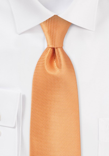 Extra Long Tangerine Tie with Texture