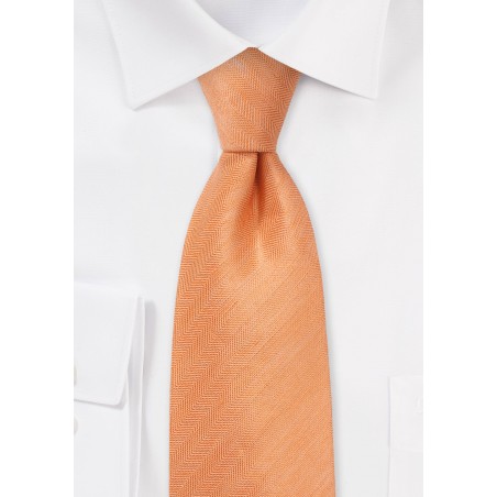 Designer Herringbone Tie in Tangerine