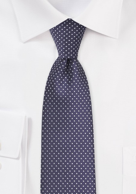 Narrow Pin Dot Tie in Dark Amethyst Purple