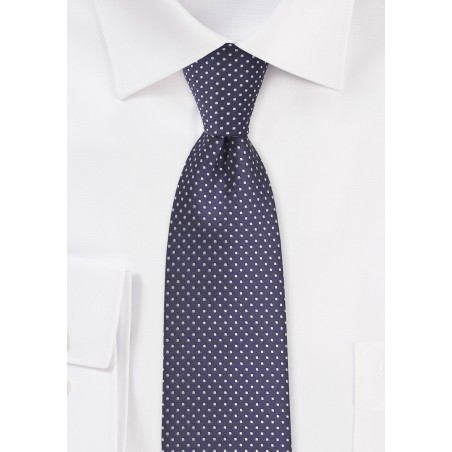 Narrow Pin Dot Tie in Dark Amethyst Purple