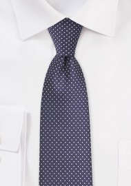 Narrow Pin Dot Tie in Dark Amethyst Purple