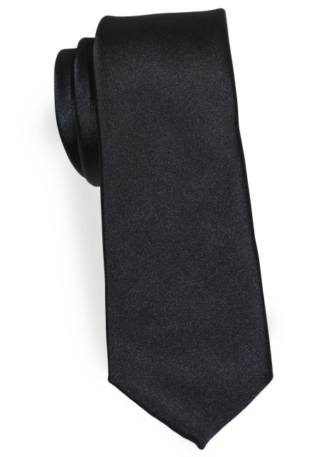 Mens Solid Skinny Black Tie