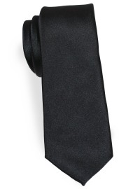 Mens Solid Skinny Black Tie