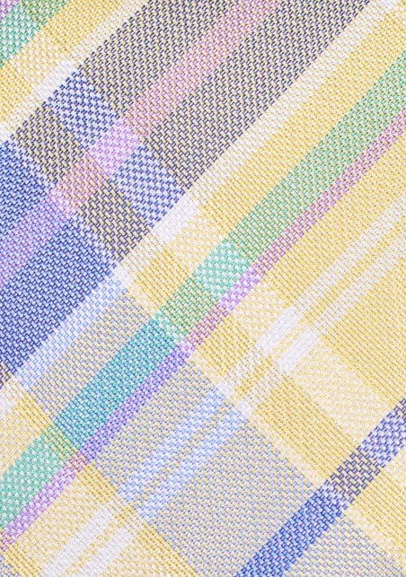 Madras Skinny Silk Tie in Yellow and Blue