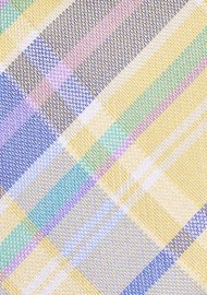 Madras Skinny Silk Tie in Yellow and Blue