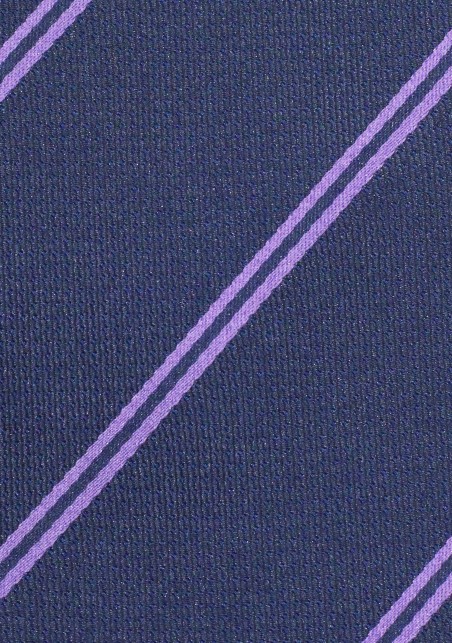 Navy Blue Tie with Lavender Double Stripes