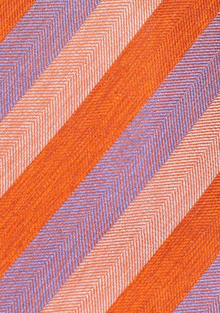 Orange and Lavender Striped Silk Tie