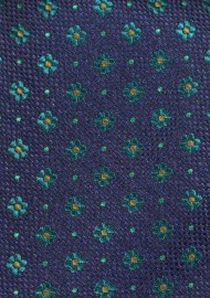 Floral Weave XL Ties | Mens Extra Long Tie in Navy with Hunter Green Florals