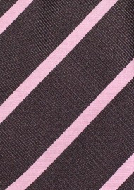 Repp Stripe Tie in Espresso and Pink