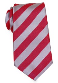 Elegant Striped Tie Red Silver