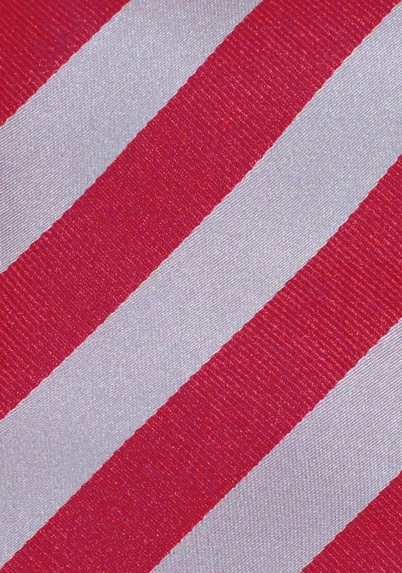 Elegant Striped Tie Red Silver
