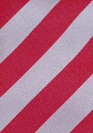 Elegant Striped Tie Red Silver