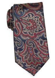 Paisley Tie in Navy and Antique Gold | Vintage Paisley Designer Necktie