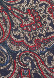 Paisley Tie in Navy and Antique Gold | Vintage Paisley Designer Necktie