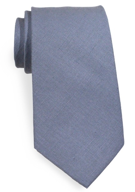Dusty Blue XL Length Tie | Linen Wedding Tie in Extra Long Length