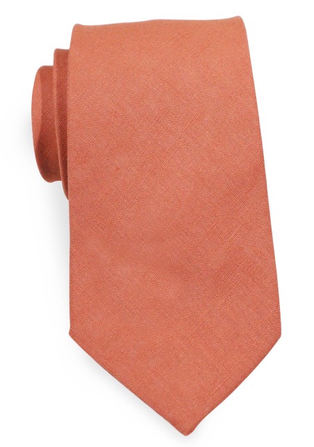 Bronzer Color Linen Necktie in XL Length