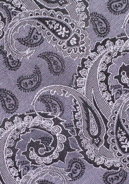 Bold Paisley Tie in Gray | Large Woven Paisley Necktie in Gray and Silver