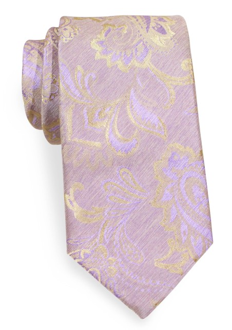 Fog Necktie | Fog and Gold Paisley Tie in Slim Cut Width