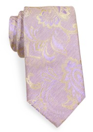 Fog Necktie | Fog and Gold Paisley Tie in Slim Cut Width