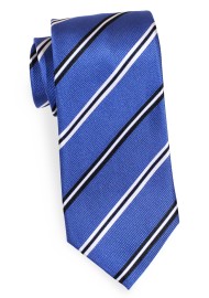 Repp Stripe Silk Necktie in Bold Blues