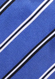 Repp Stripe Silk Necktie in Bold Blues