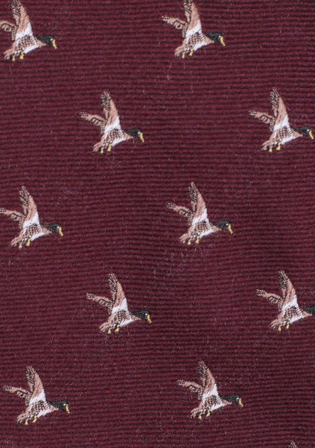 Outdoorsmen Collection Flying Ducks in Maroon Red