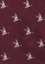 Outdoorsmen Collection Flying Ducks in Maroon Red