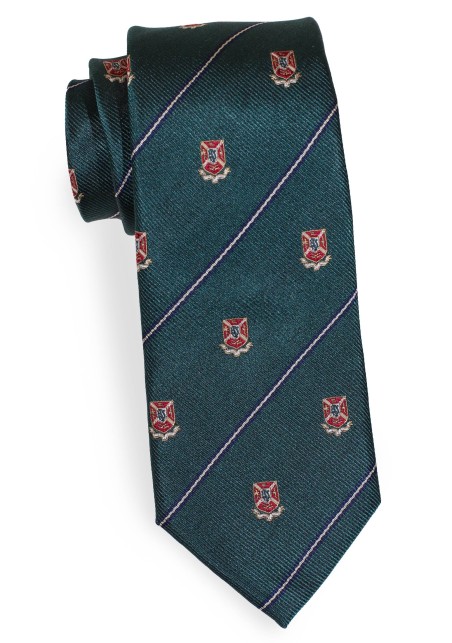 Forest Green Skinny Tie with Woven Crests