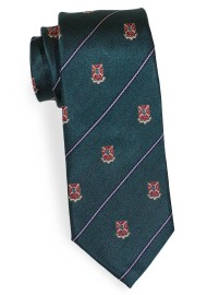 Forest Green Skinny Tie with Woven Crests